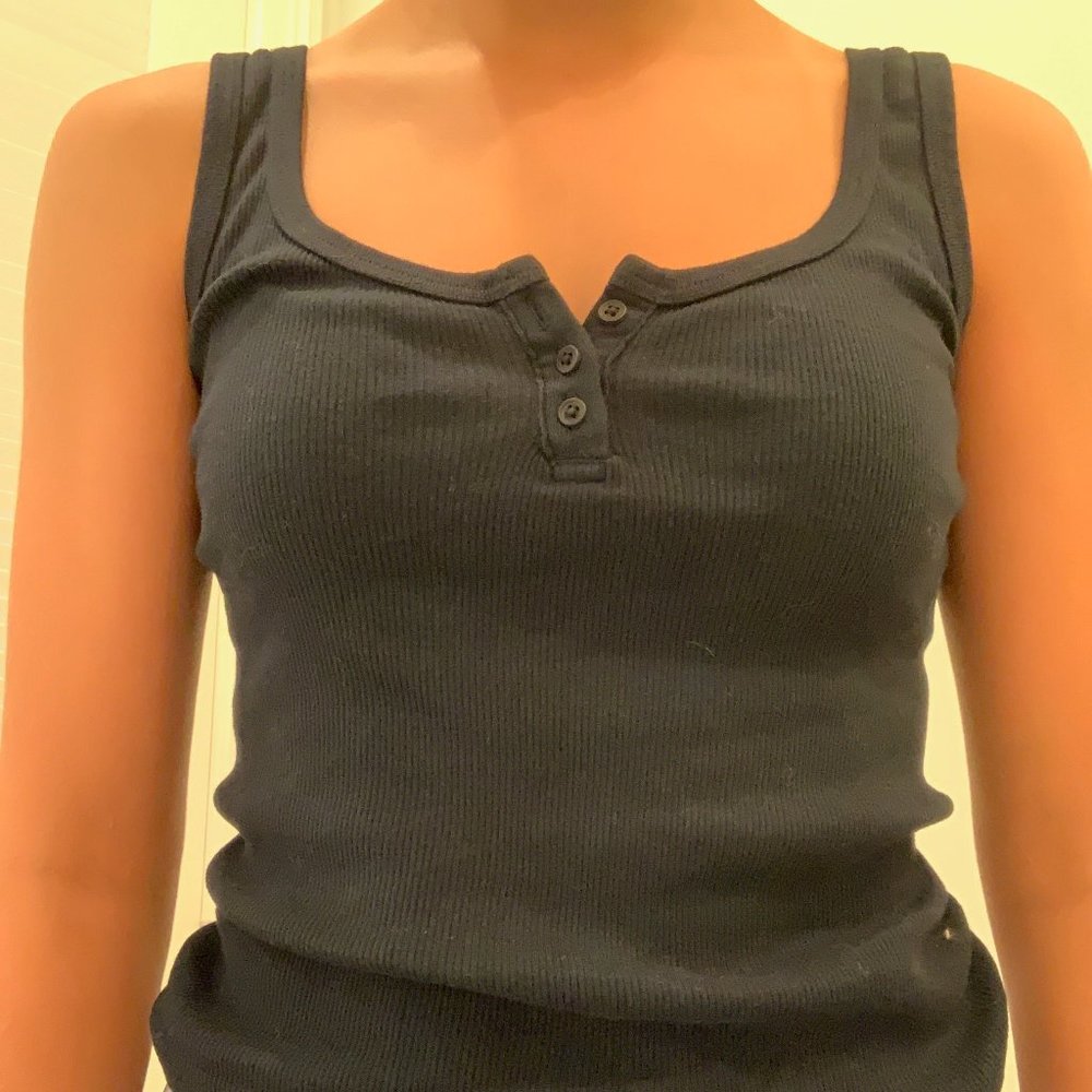 Brandy Melville Navy Blue Buttoned Tank Top